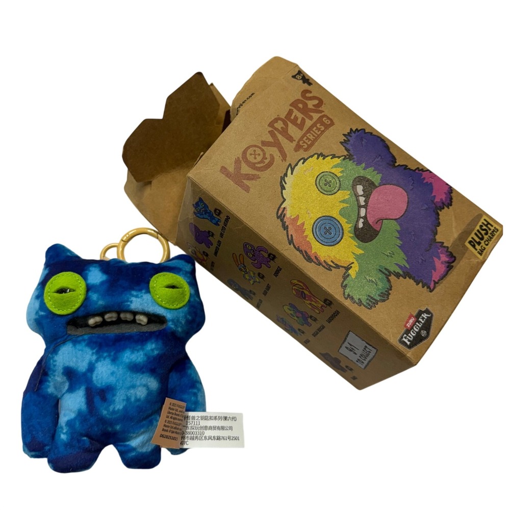 Fuggler Series 6 Wide Eyed Weirdo Blue Plush Keyring Clip With Box